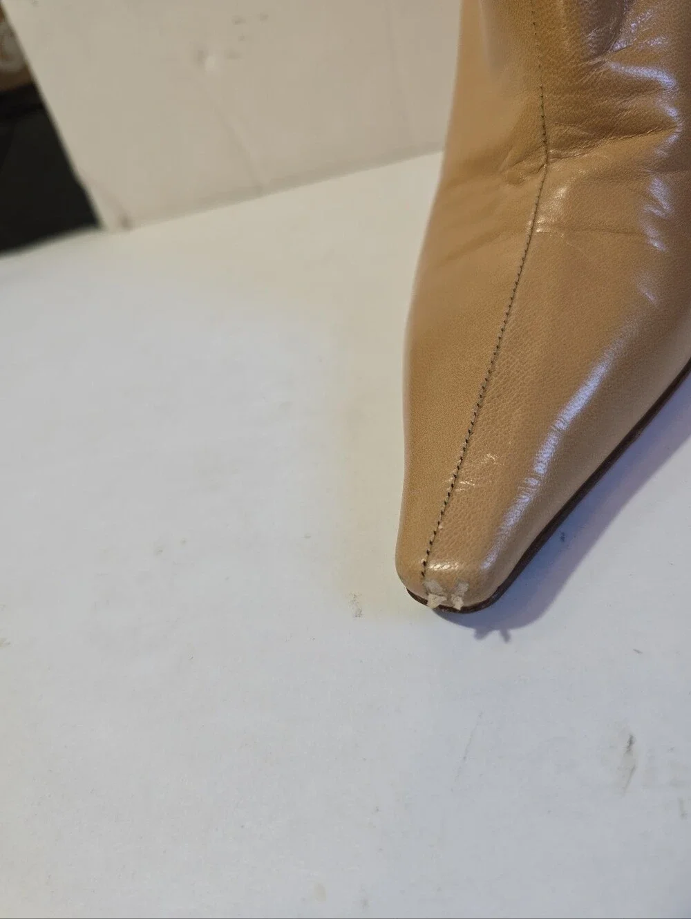 Jimmy Choo Stiletto Classic Pointed-Toe Knee-High Boot in Tan Size 35.5 Euro